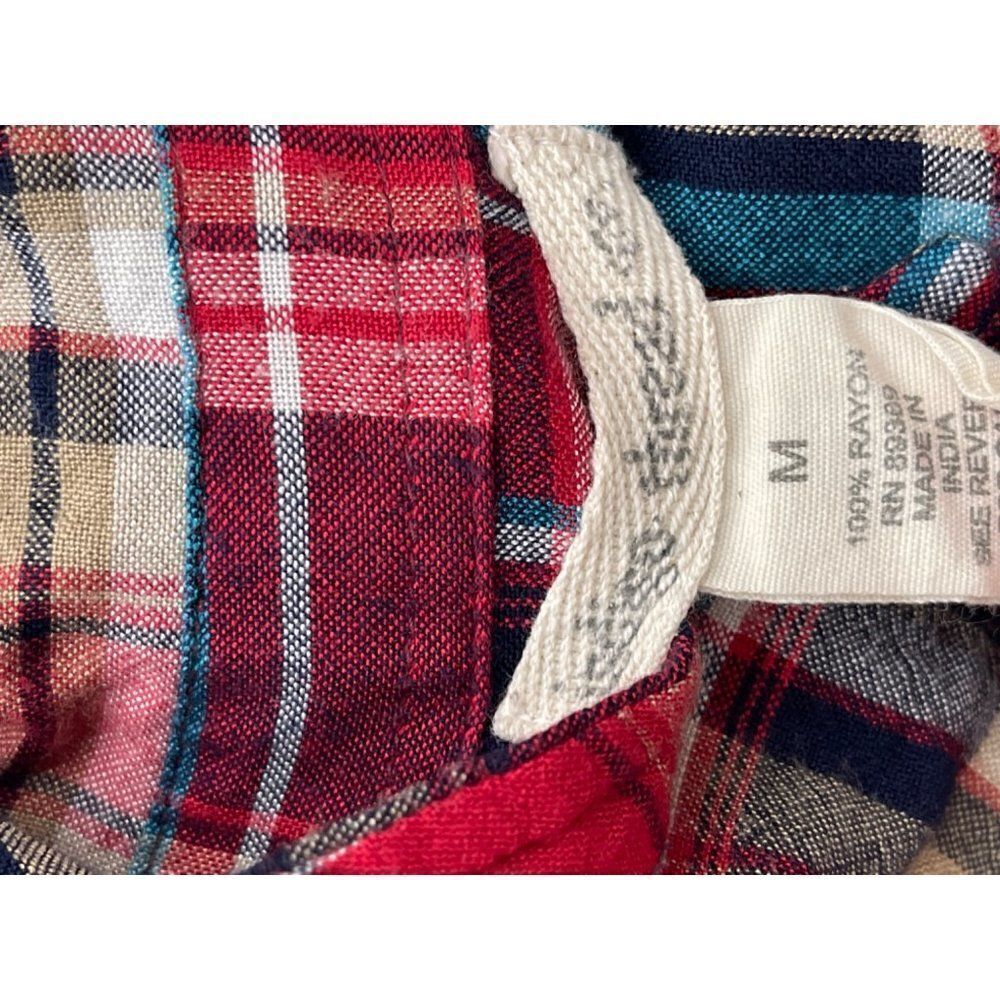 Indigo Thread Co. Women Red Plaid Button Down Long Shirt  Tunic Size M - Picture 9 of 10